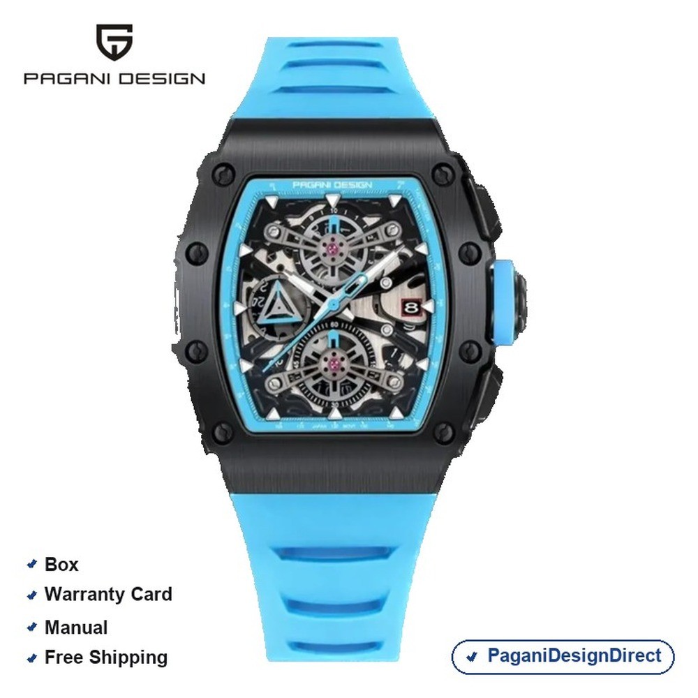 Pagani Design PD-YS011 Blue Gold Chronograph Rubber Automatic Men’s Watch