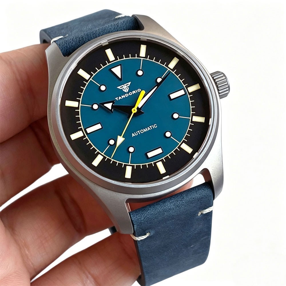 Tandorio 39mm Pilot Sapphire Glass 20ATM Automatic NH35 PT5000 Men Watch Lume