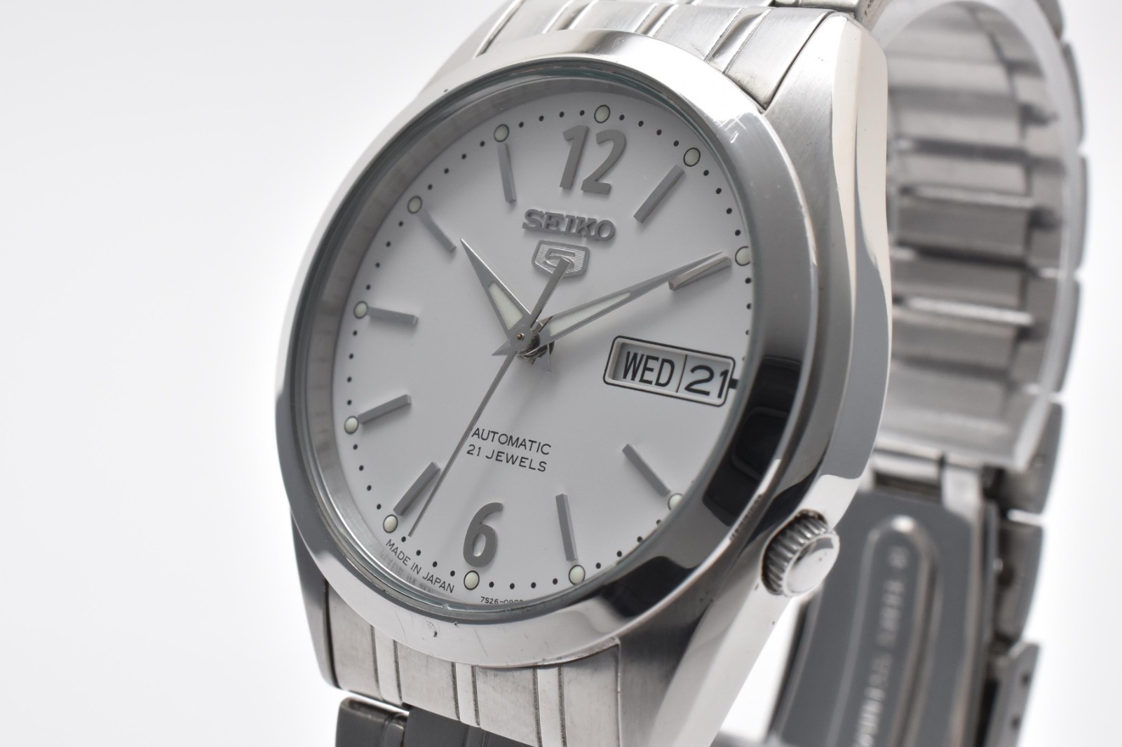 [NEAR MINT] Seiko 5 7S26-03B0 White Dial Men’s Automatic Watch From JAPAN