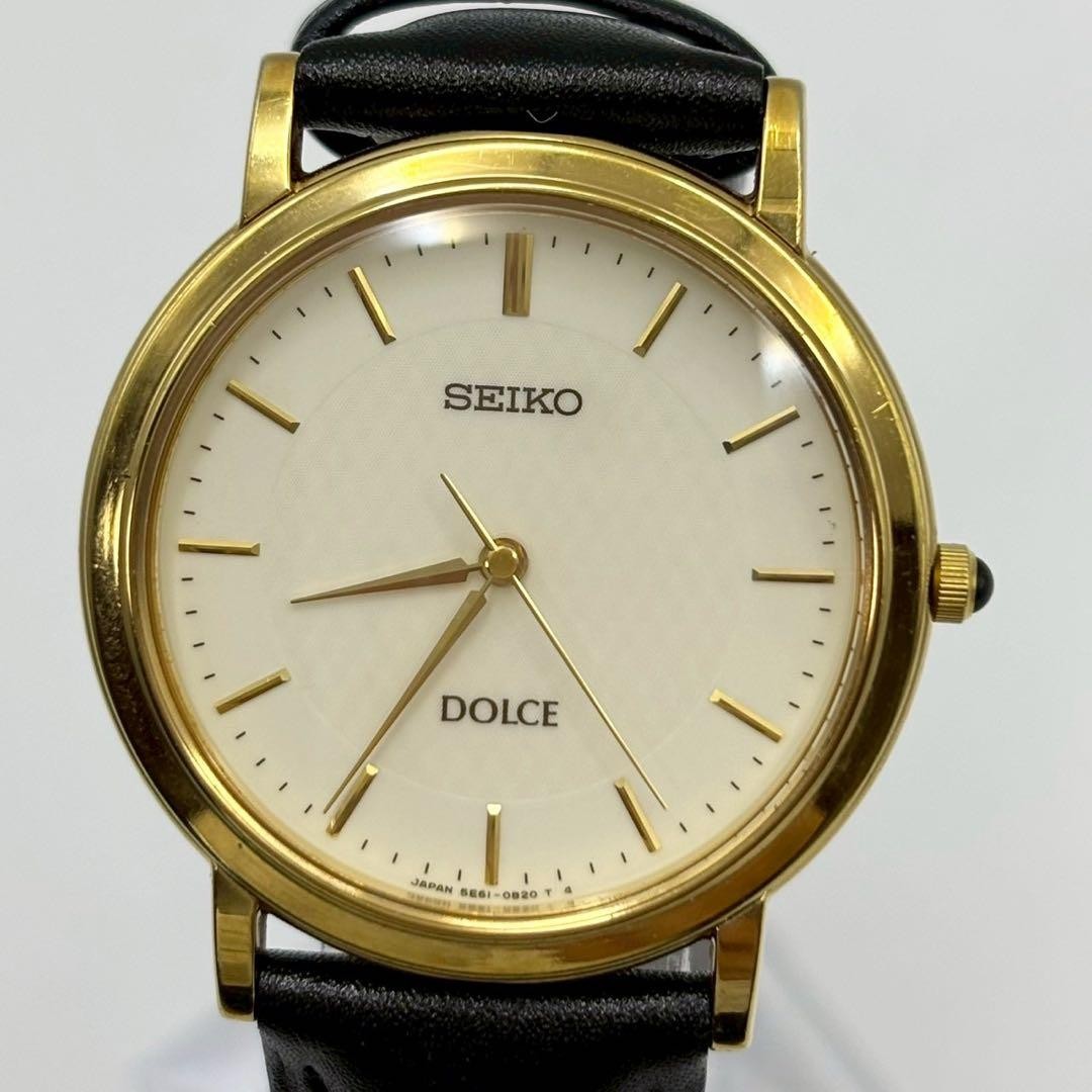Seiko Dolce 5E61-0A80 Quartz Round Men’s Gold Dress Watch Japan