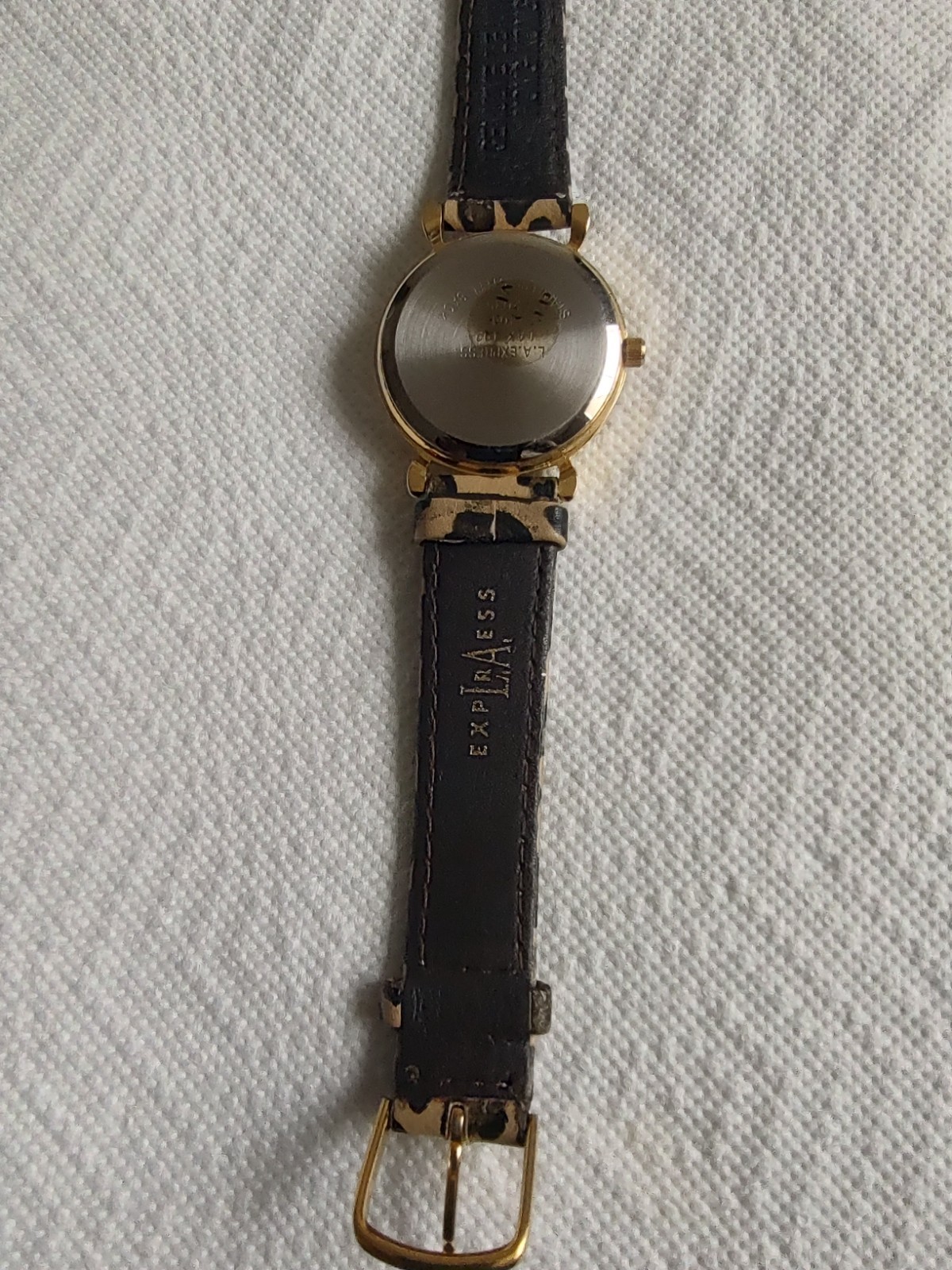 LA Express Watch Female Multicolor Genuine Leather Strap Gold Tone