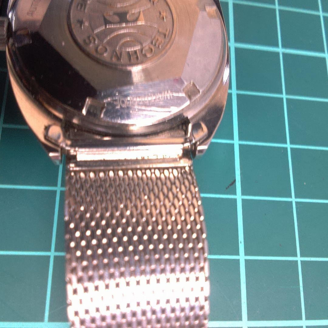TECHNOS Sky Light Watch Auto Wind Brown Dial Mesh Band Vintage Japan-