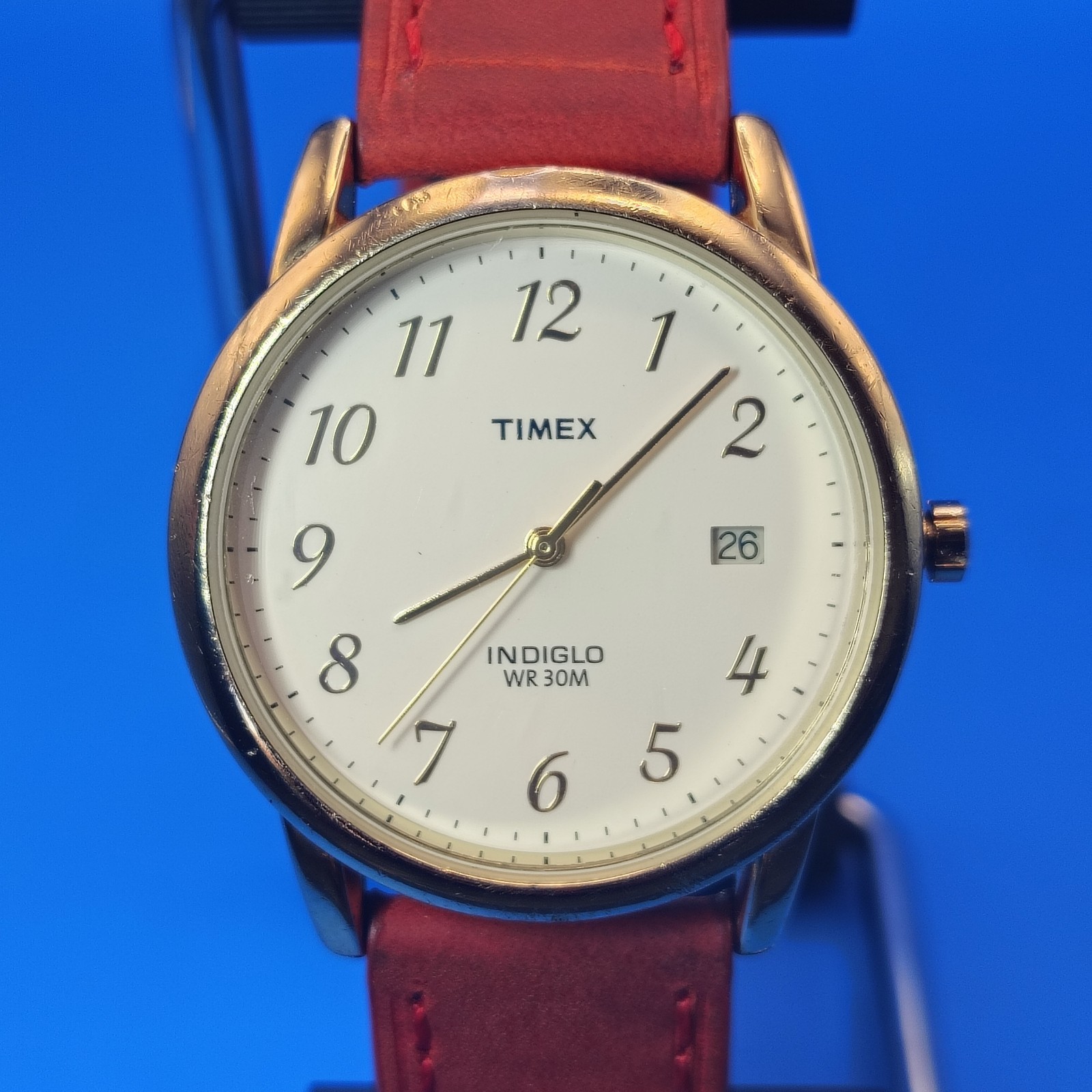 Vintage 2007 Timex Date 35mm Men’s Quartz Watch Leather Strap Deployment Clasp