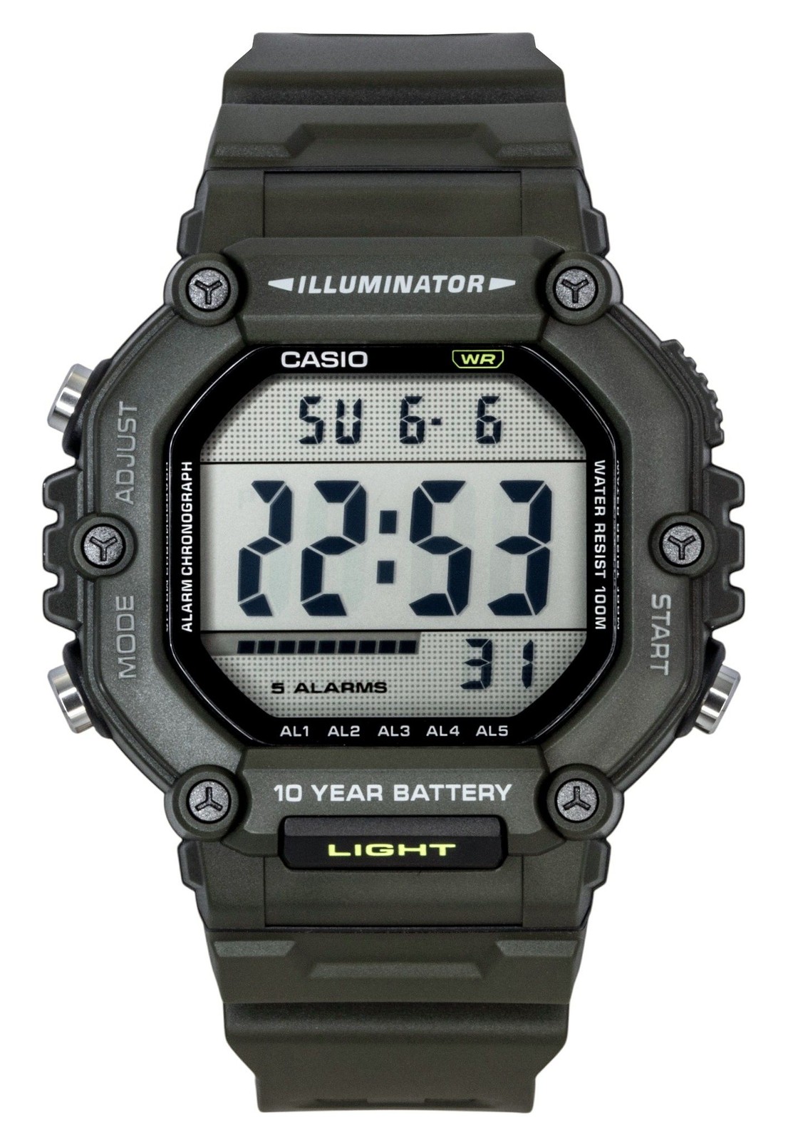 Casio Digital Extra Long Resin Strap Quartz AE-1600HX-3AV 100M Unisex Watch