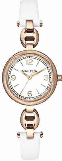 Needs battery NAUTICA NLC 101 White Dial Leather Strap Women’s Watch NAD14508M