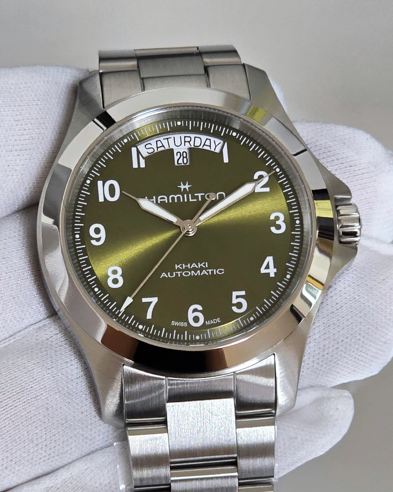 Hamilton Khaki Field King Day-Date Auto 40mm Green Dial SS Men’s Watch H64475160