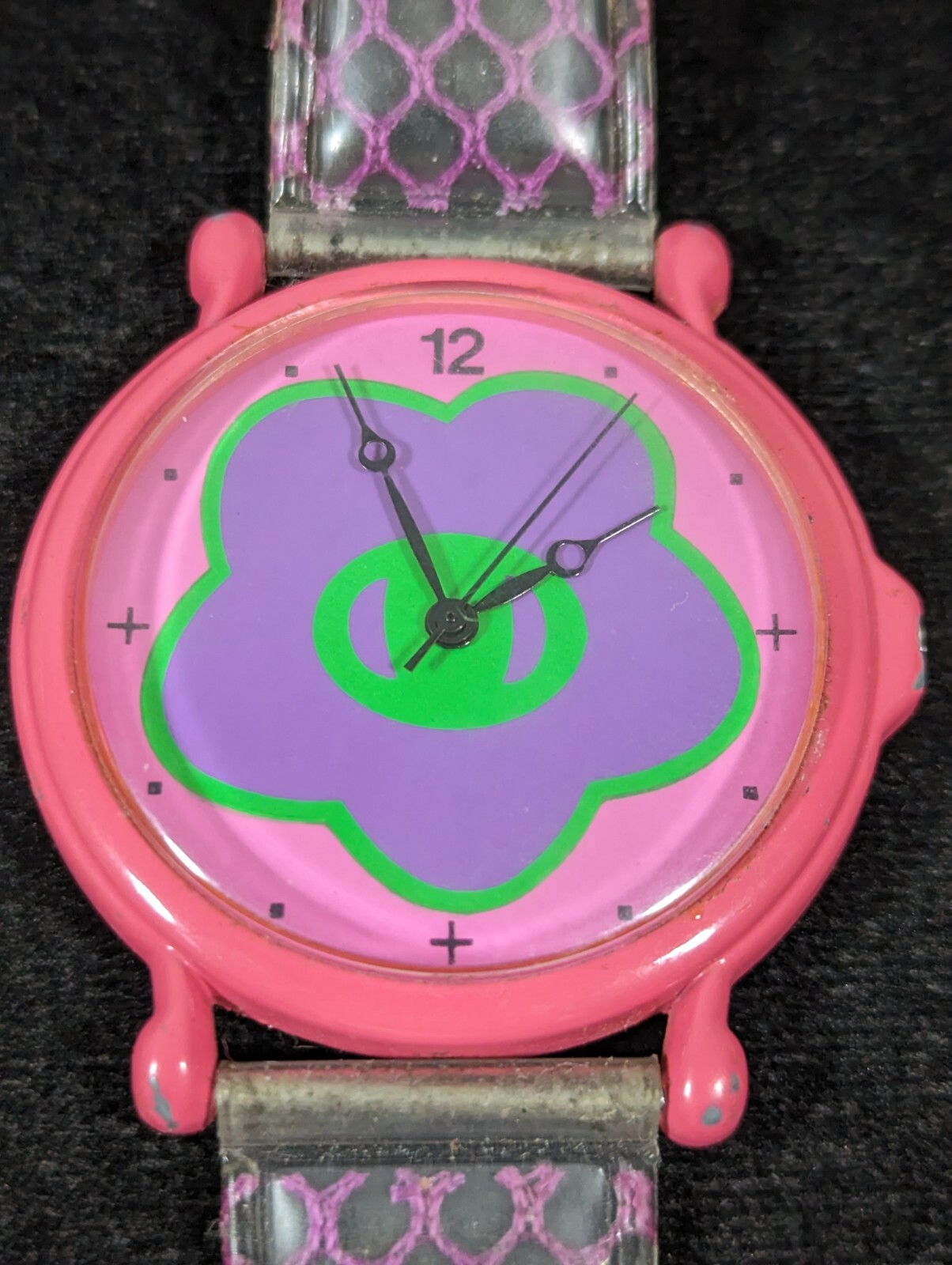 Womans Green Purple Pink Dial Round Case Silicone Band Watch 8 Inch