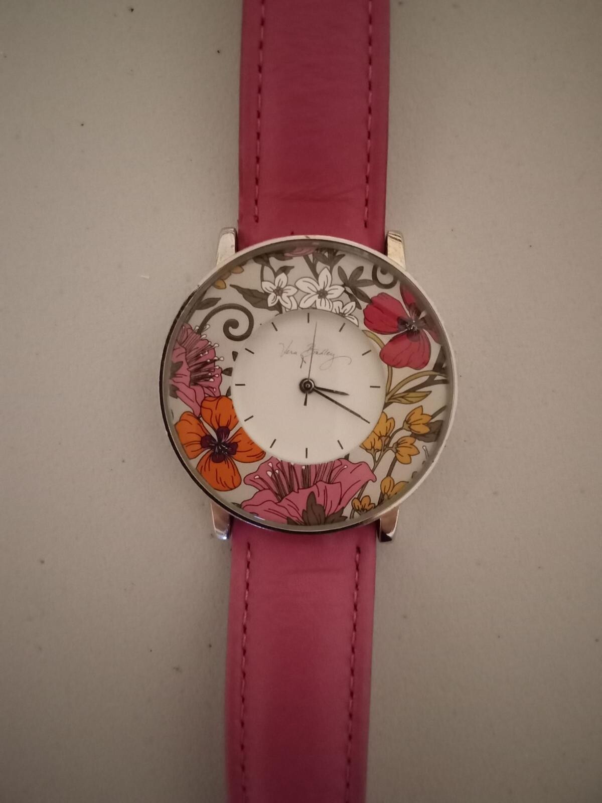 Vera Bradley Hope Tea Garden women’s wristwatch with pink leather band