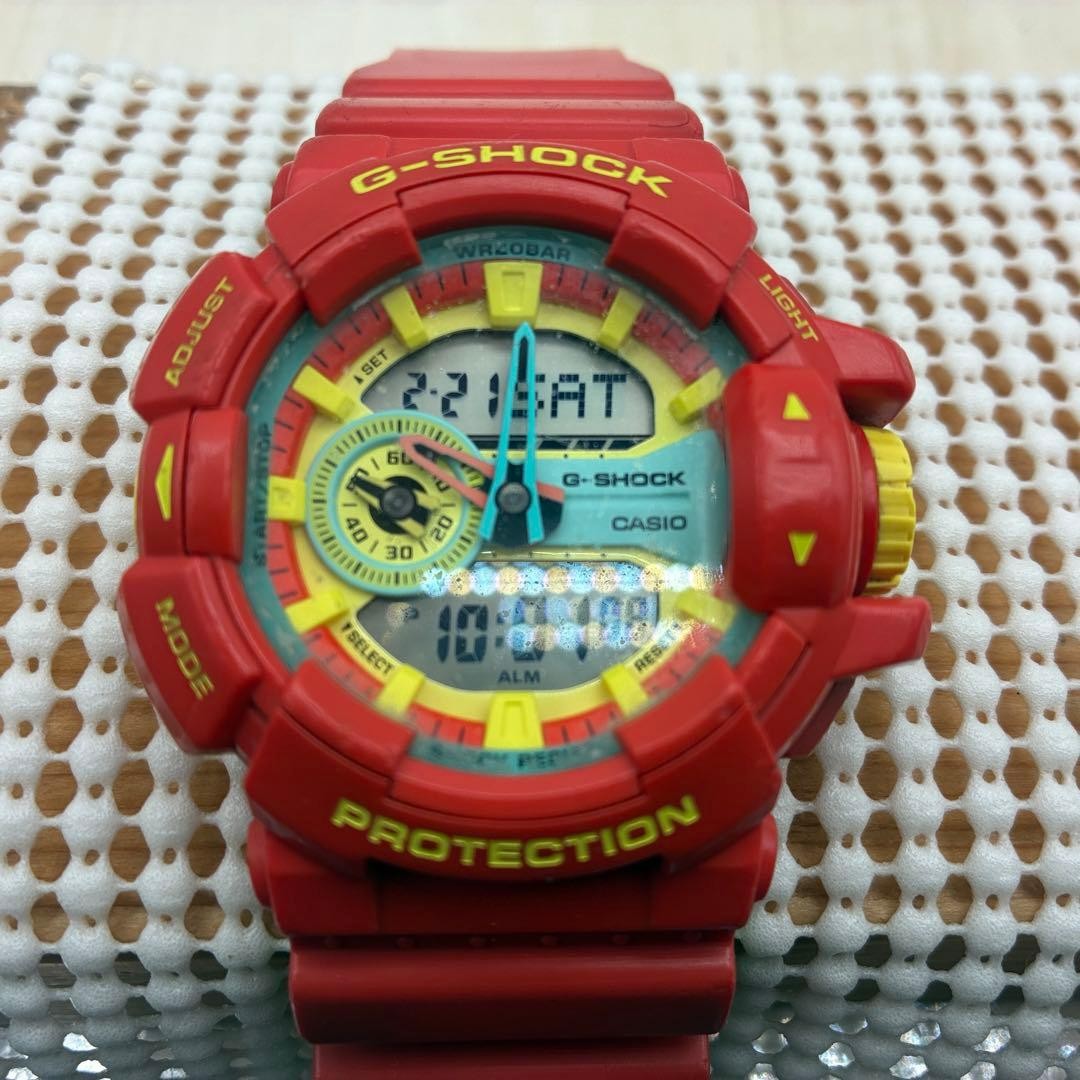 CASIO G-SHOCK GA-400-4AJF Exilim Digital Analog Watch Red Yellow Used Japan