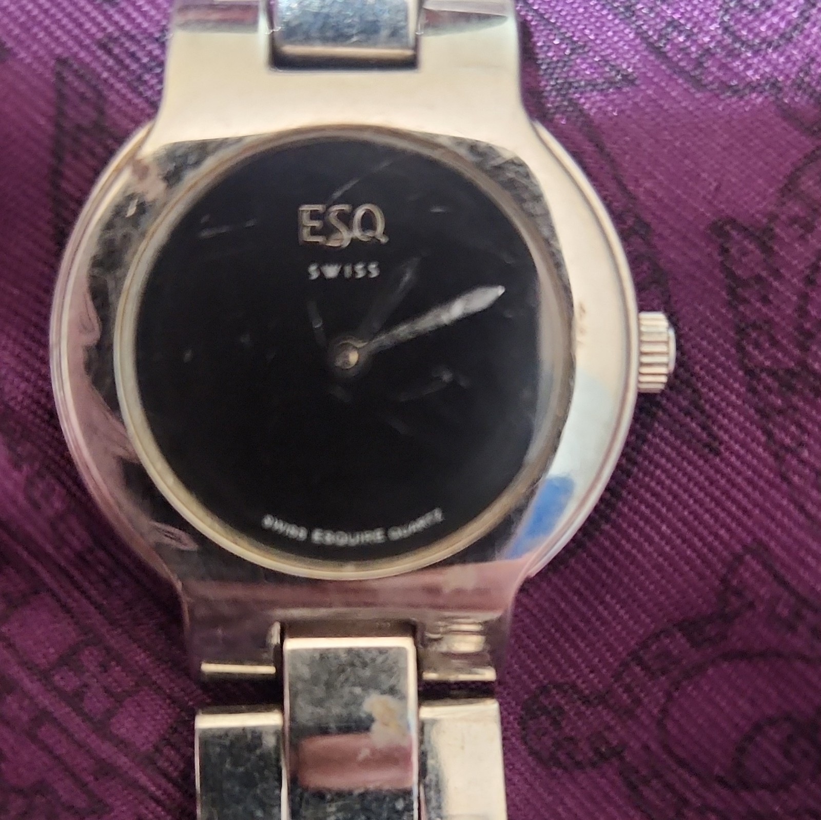 ESQ Esquire Women’s Swiss Made Quartz Dress Watch Black Dial Silver Bracelet