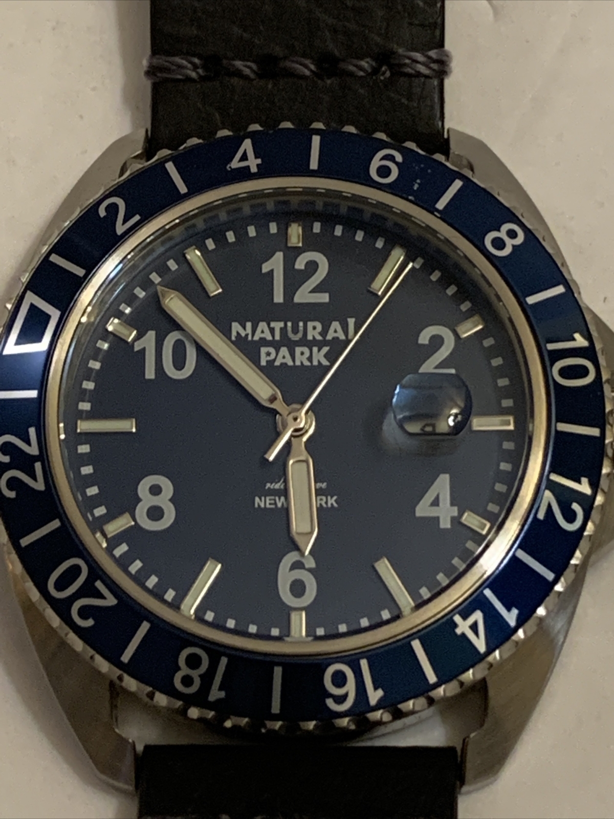 Natural Park NP1305 Men Watch With Black Leather Strap New Battery