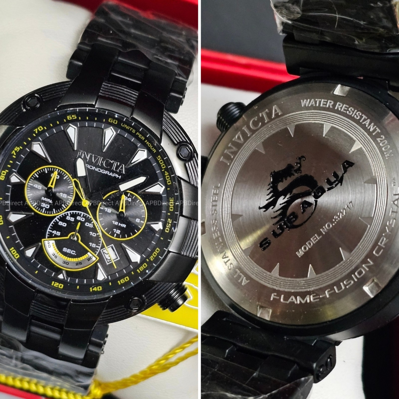 Invicta – SUBAQUA – Chronograph Black Yellow LUME Flame-Fusion Mens watch