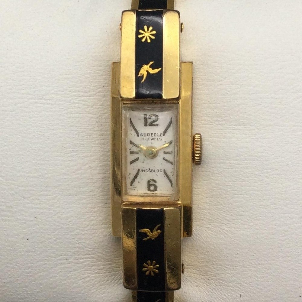 Vintage Aureole Womens Watch 11mm Bangle 17J Gold Filled Swiss Manual Wind
