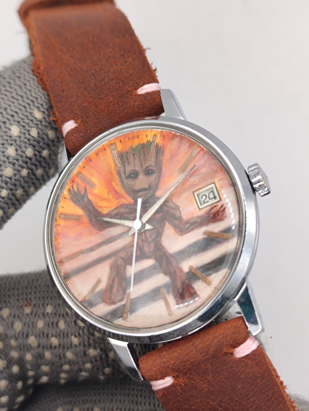 Piece Unique Watch Groot Artwork Poljot 2614.2H Hand painted Handmade Man