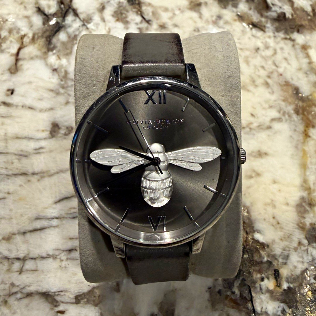 Olivia Burton Shoreditch Women’s Quartz 34mm Gray Bee Dial Gray Leather