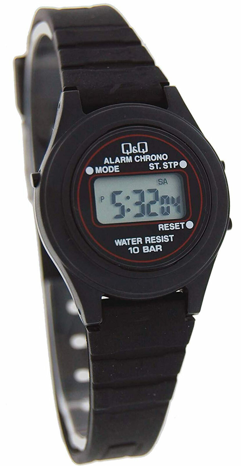 Q&Q by Citizen LLA3J202Y Women’s Digital Black Plastic Watch Resin Strap NO BOX