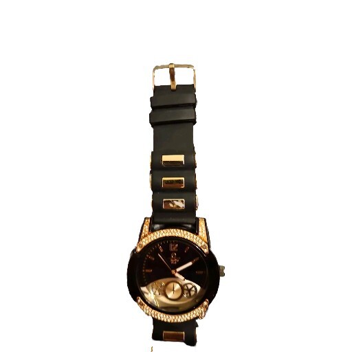 Massive Techno Pavé No.8729 Black/ Gold Tone Case Men’s Watch- Needs Battery