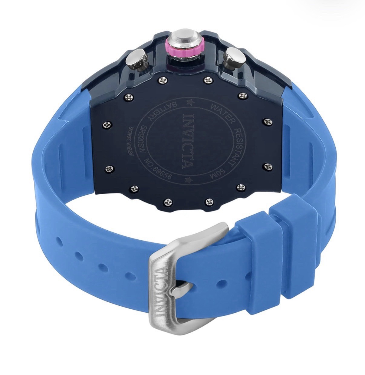 Invicta Racing Quartz Silver Dial, Quartz, Working Chronograph. Pink/Blue/Black!