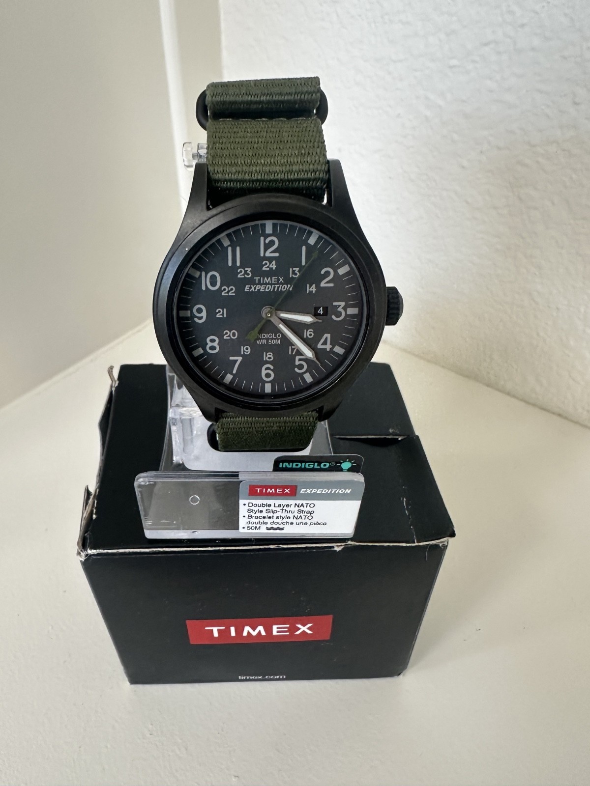 Timex TW4B04700 Men’s Expedition Scout Green Nylon Watch Indiglo Date