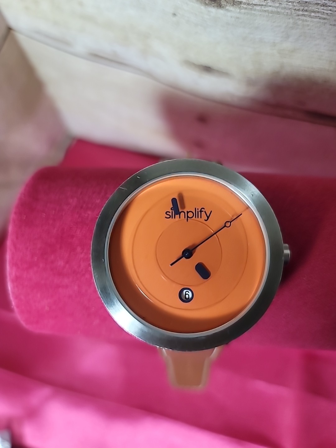 Simplify Orange Dial Watch SIM3001 Brown Leather Band Works