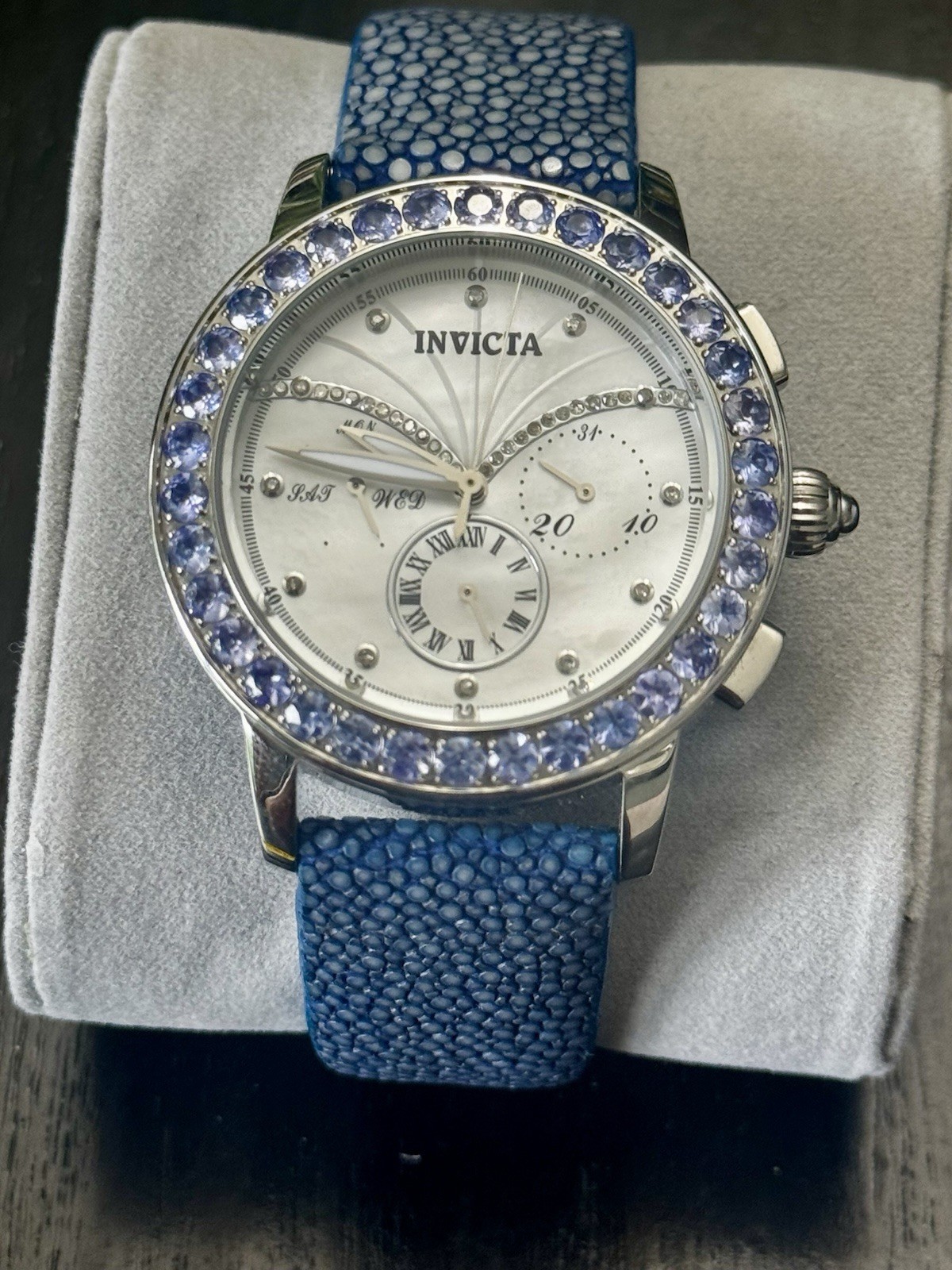 Invicta Angel Lady Model 19353 Watch Blue Stingray Band New Battery