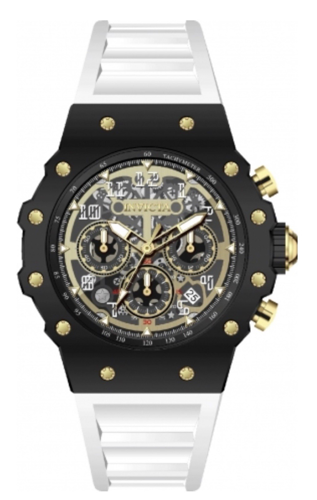 Invicta Racing Men’s Acrylic Watch 43.5mm White Silicone Band. (69653)