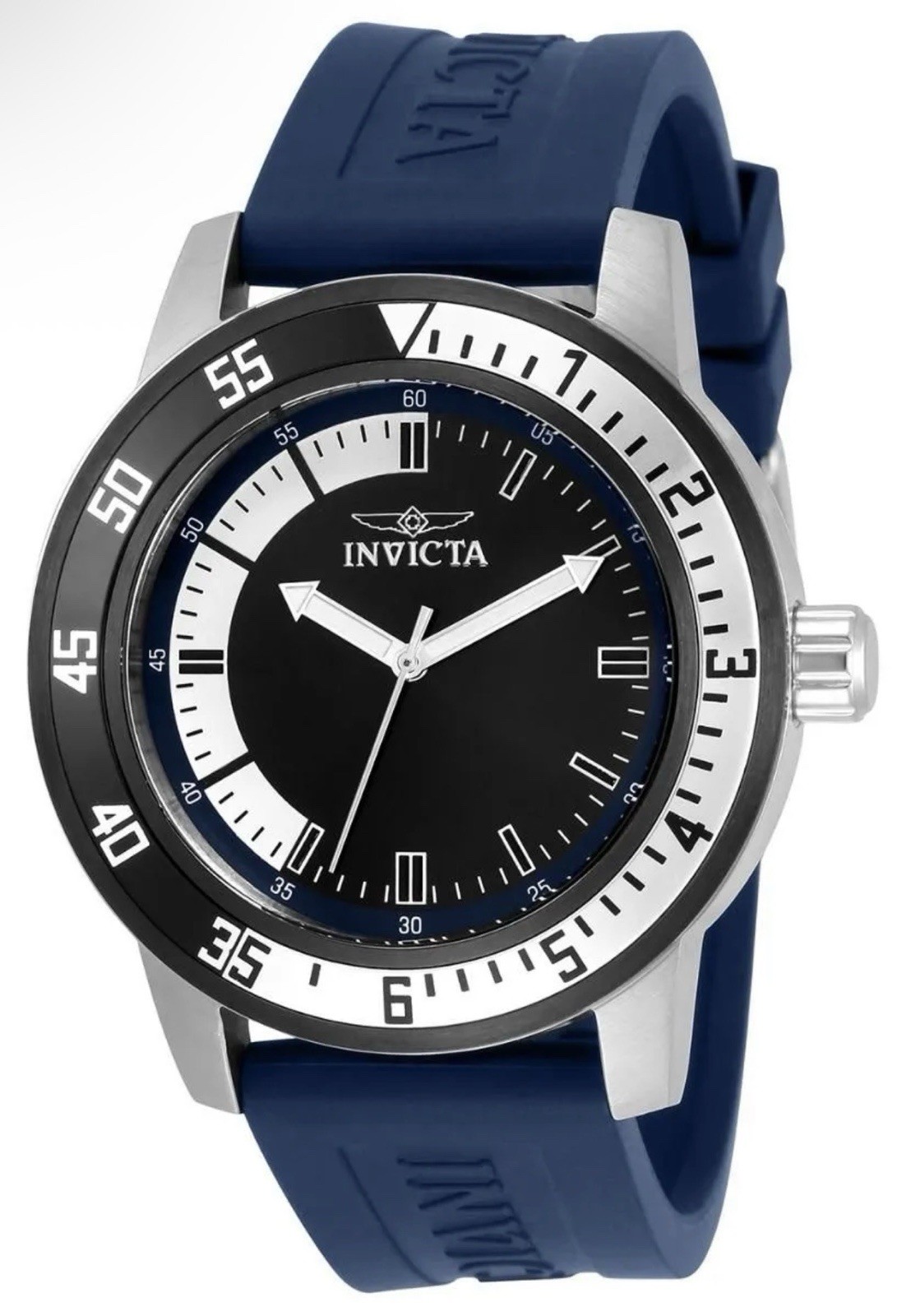 Invicta Men’s 34013 Specialty Quartz Black & White Dial Blue Silicone Watch