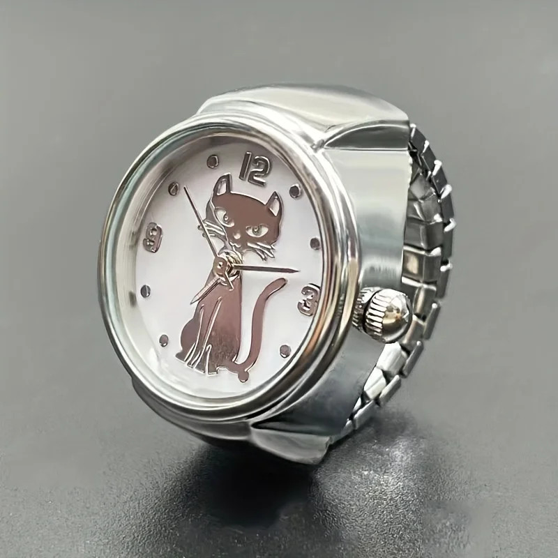 1PC niche handsome kitten circular pointer quartz ring watch hot selling