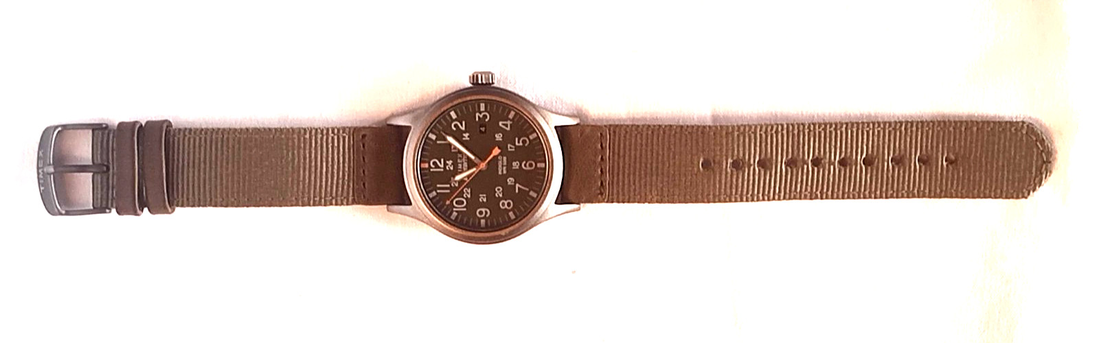 Cloth Strap Stainless Steel Battery Powered Analogue Dial Timex Watch Unisex