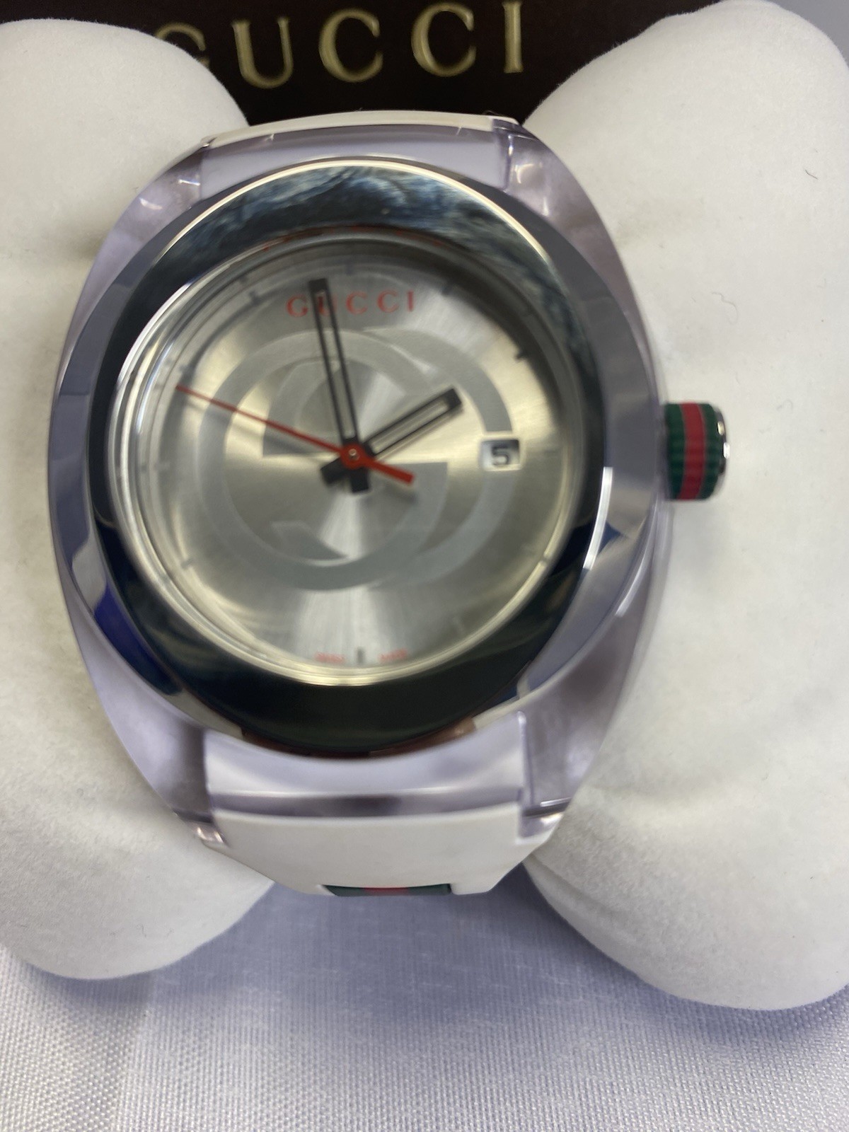GUCCI 137.1 SYNC Quartz WatchTransparent Resin Men’s White red green Rubber