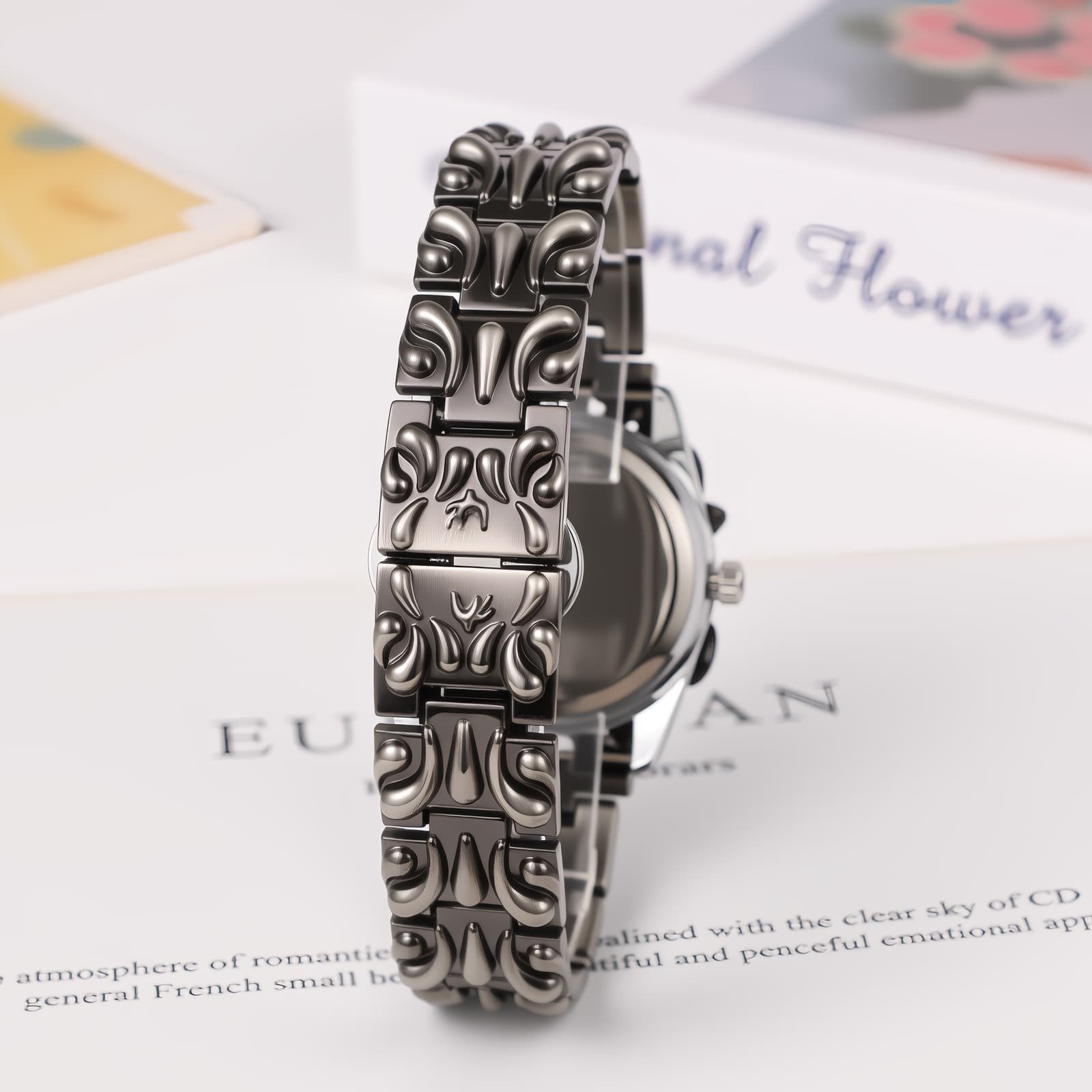 Men Punk Y2K Embossed Flame Adjustale Strap Date Luminous Wrist Watch for Party