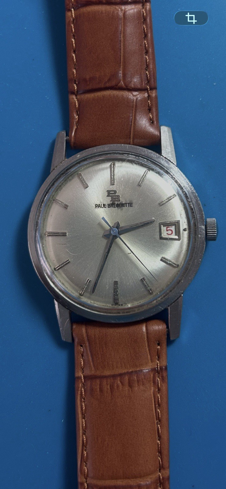 Paul Breguette Vintage Men’s 34mm Manual Wind Silver Dial Date