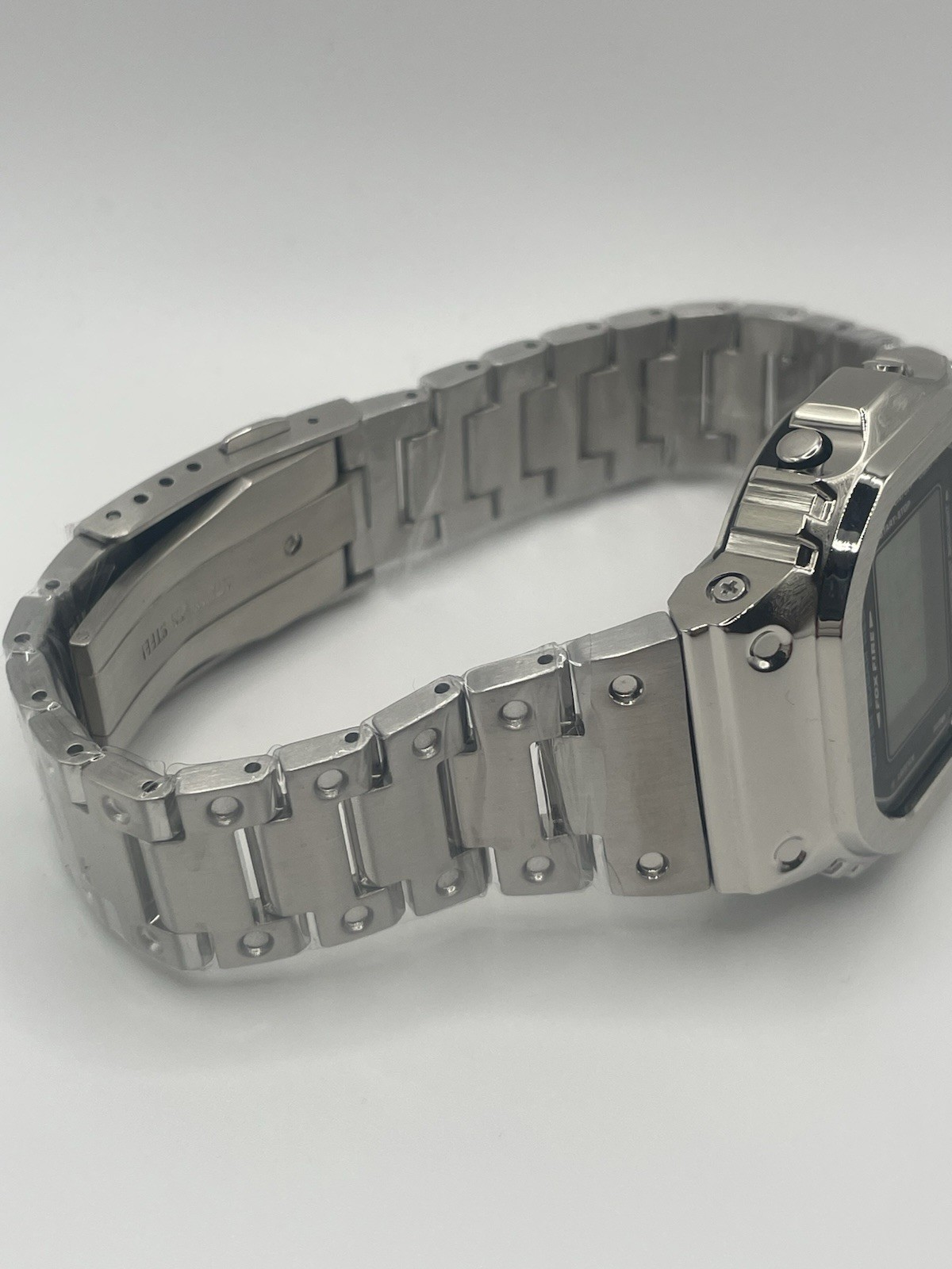Custom Mod Casio G-SHOCK DW-5600E Watch w/ Silver Metal Bezel Stainless Steel