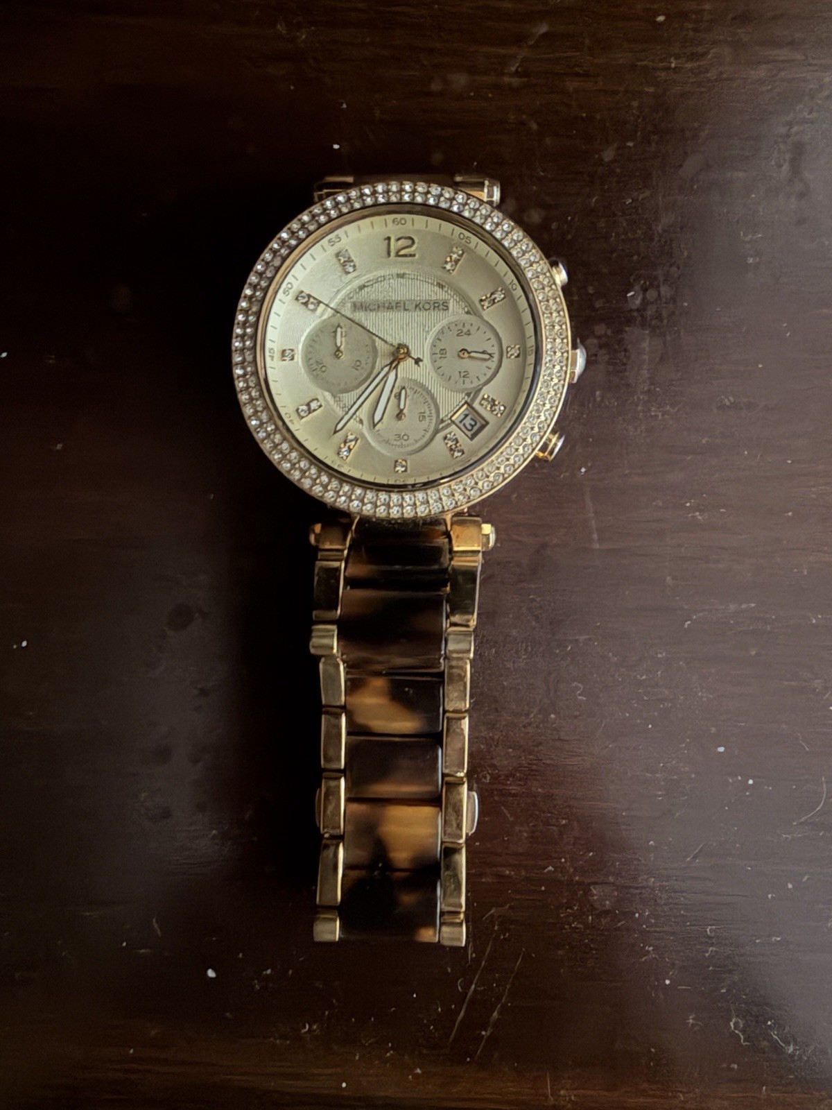 Michael Kors Parker Gold Tone Tortoise Shell Women’s Watch Needs Battery