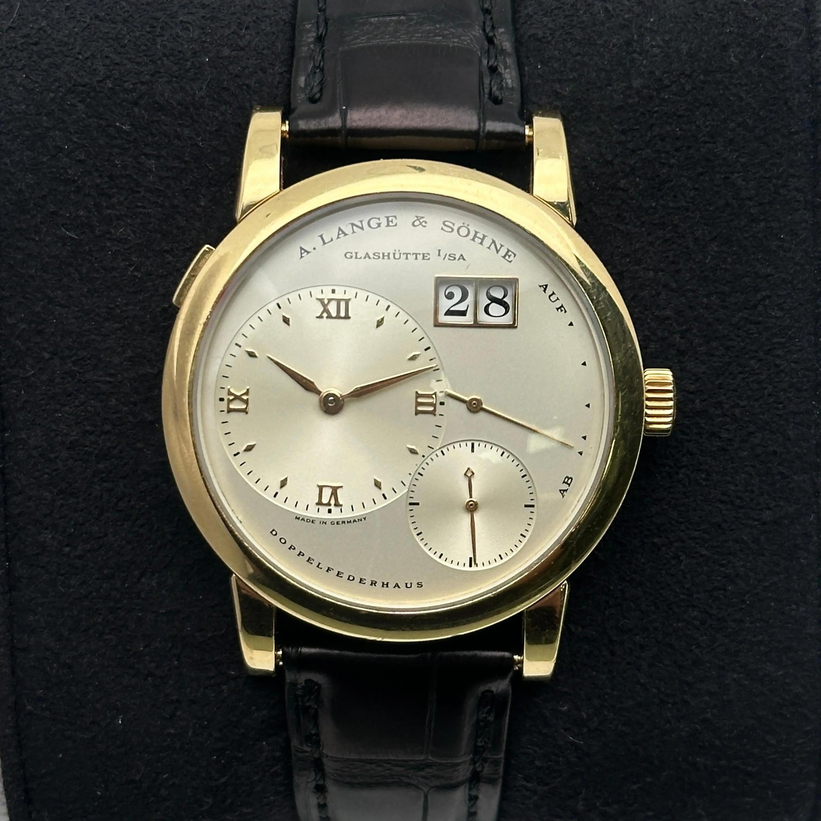 A. Lange & Sohne Lange 1 101.021 18K Yellow Gold Silver Dial Men Watch