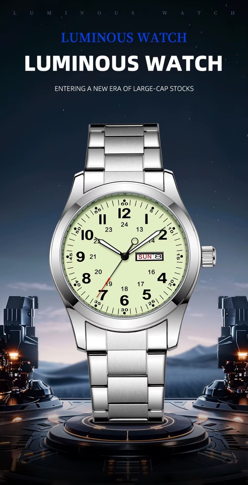 New Watch Quartz Speedometer Luminous Dial 42mm Glow in the Dark Luminous Dial