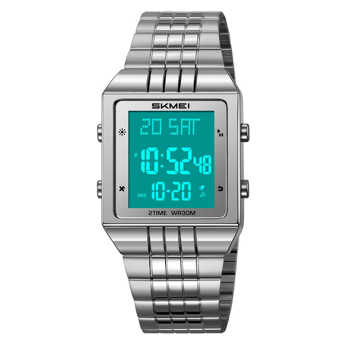 SKMEI Men Rectangle Watch Digital LED Wristwatch Steel Electronic Sport Watches