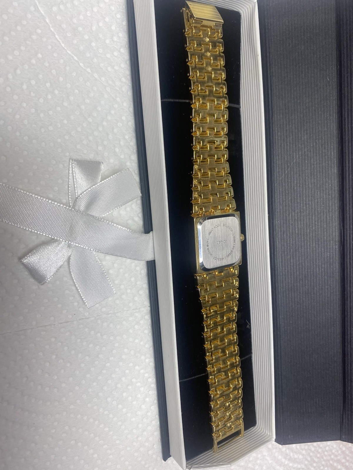 Luxury Quartz Gold plated Rectangle Dress Watch Diamond Accents