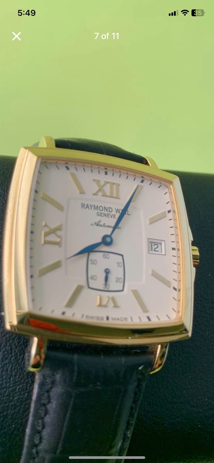 Raymond Weil Tradition Gold Plated Cream Dial Small Second Blue Hands Swiss