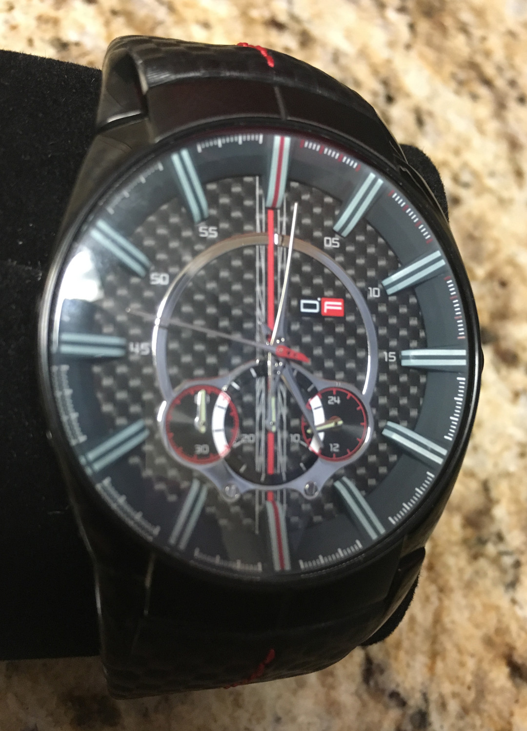 DFactory Men’s DFA017WBB Black Label Chrono Black Dial Leather Watch D.FACTORY
