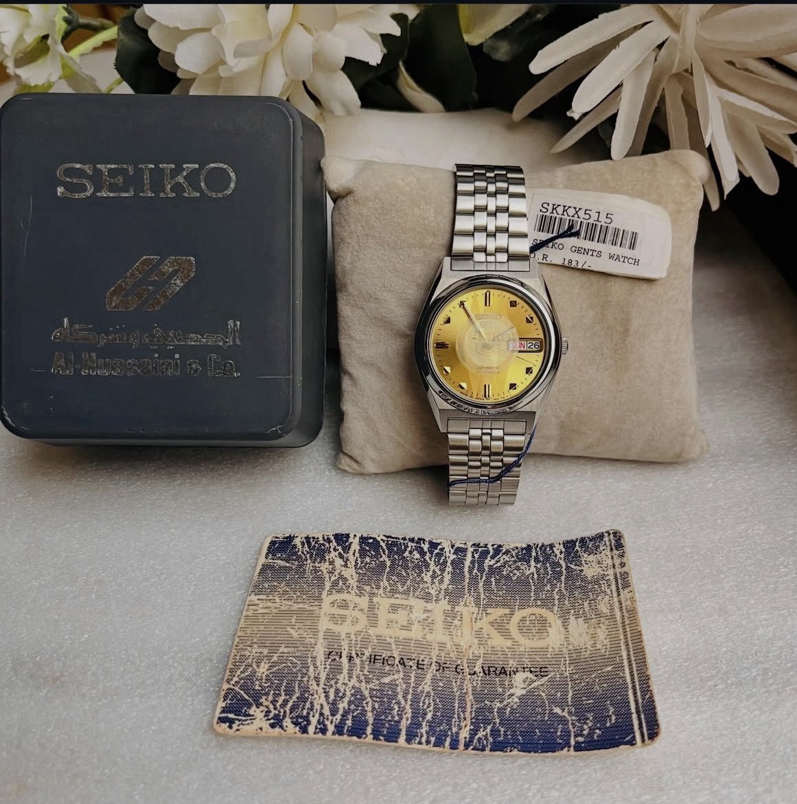 NOS vintage Seiko 5 7S26-0070 SKKX515 21J Automatic Sunburst Dial For Men 36mm