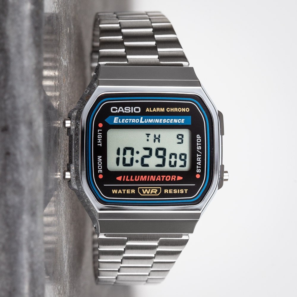 Casio A168WA-1YES (36mm) Digital Illuminator Retro Vintage Stainless Steel Watch