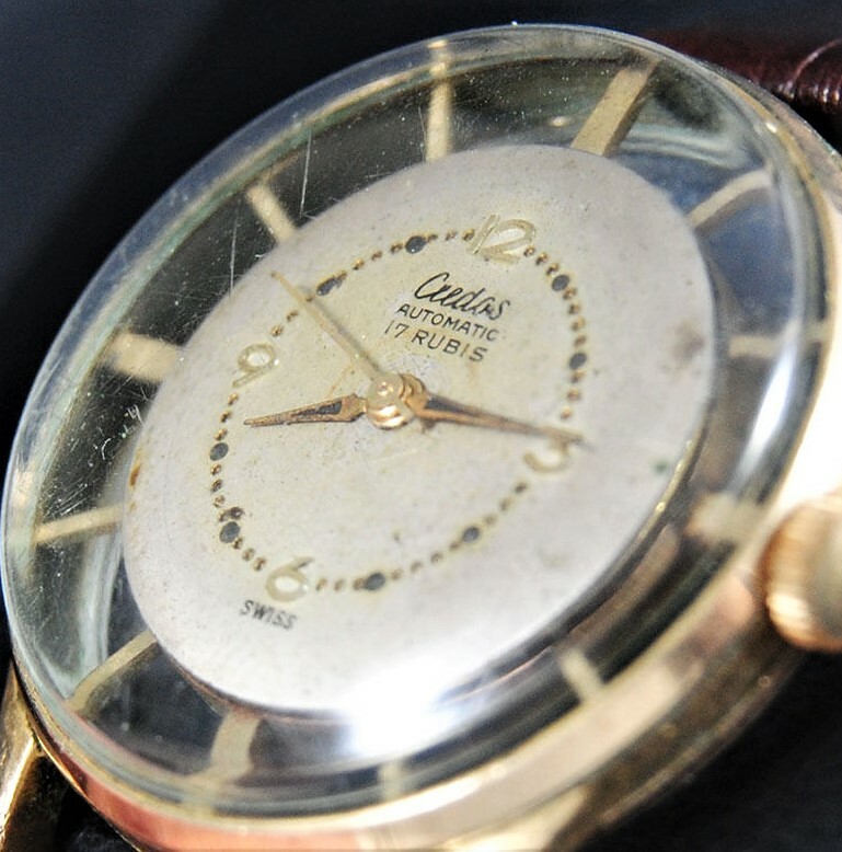 Rare & Unusual Automatic Bidynator Vintage Watch Skeleton Case Original Dial