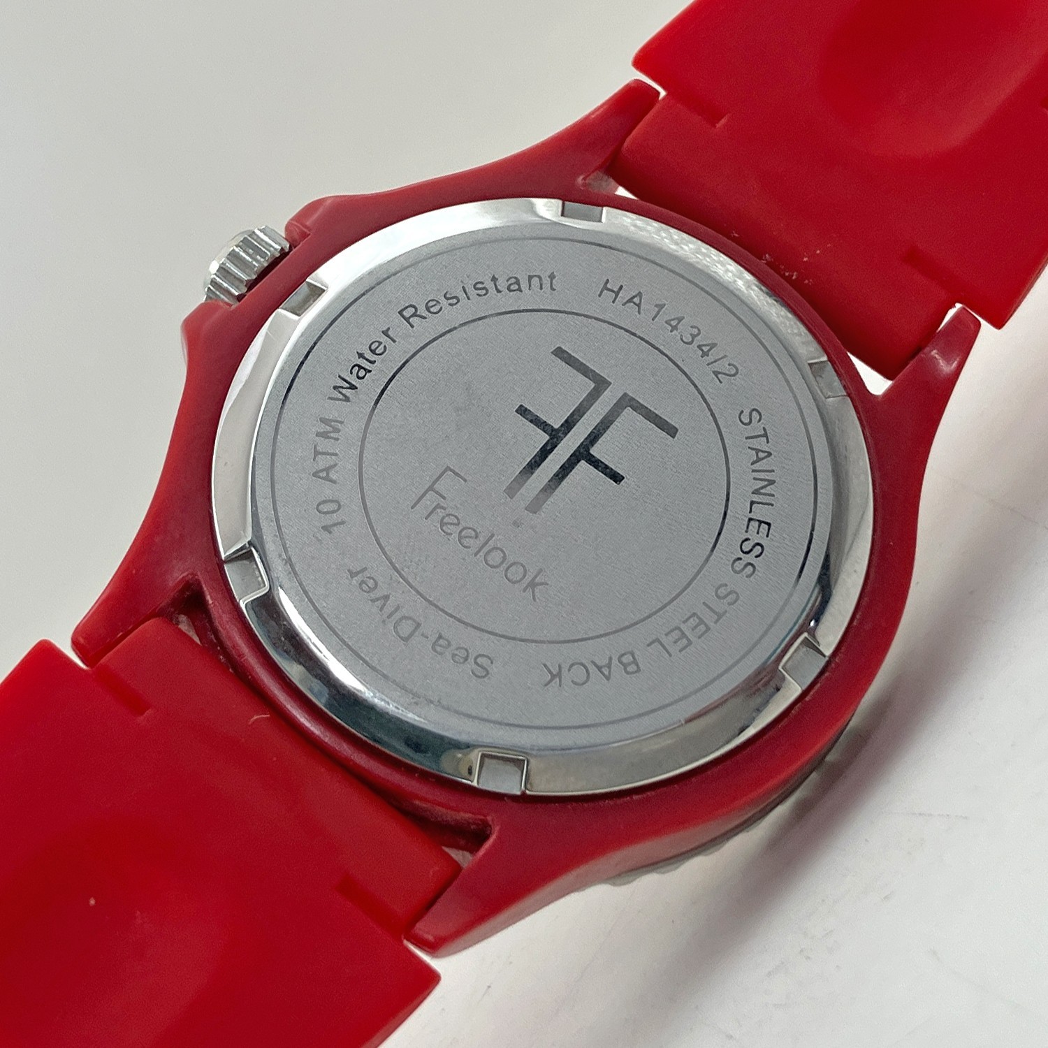 Freelook Sea Diver Dive Style Watch Fixed Bezel Red Resin Case WR 100m 40mm Mens