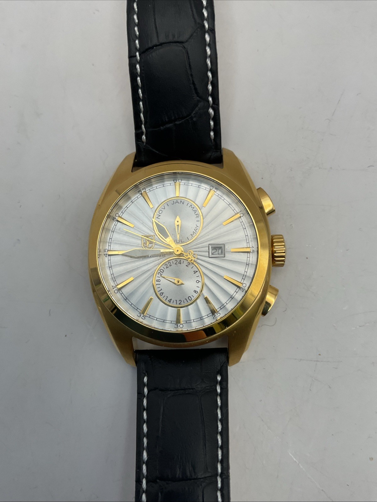 S. Coifman Mens Multi Function Leather Strap Watch