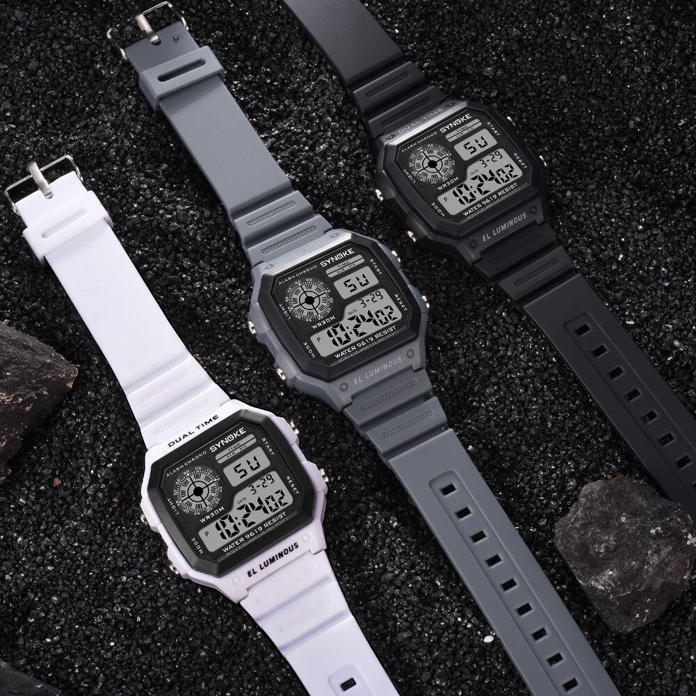 Large Digital Fashion Men’s Sports Watch LED Waterproof Multifunction Wristwatch