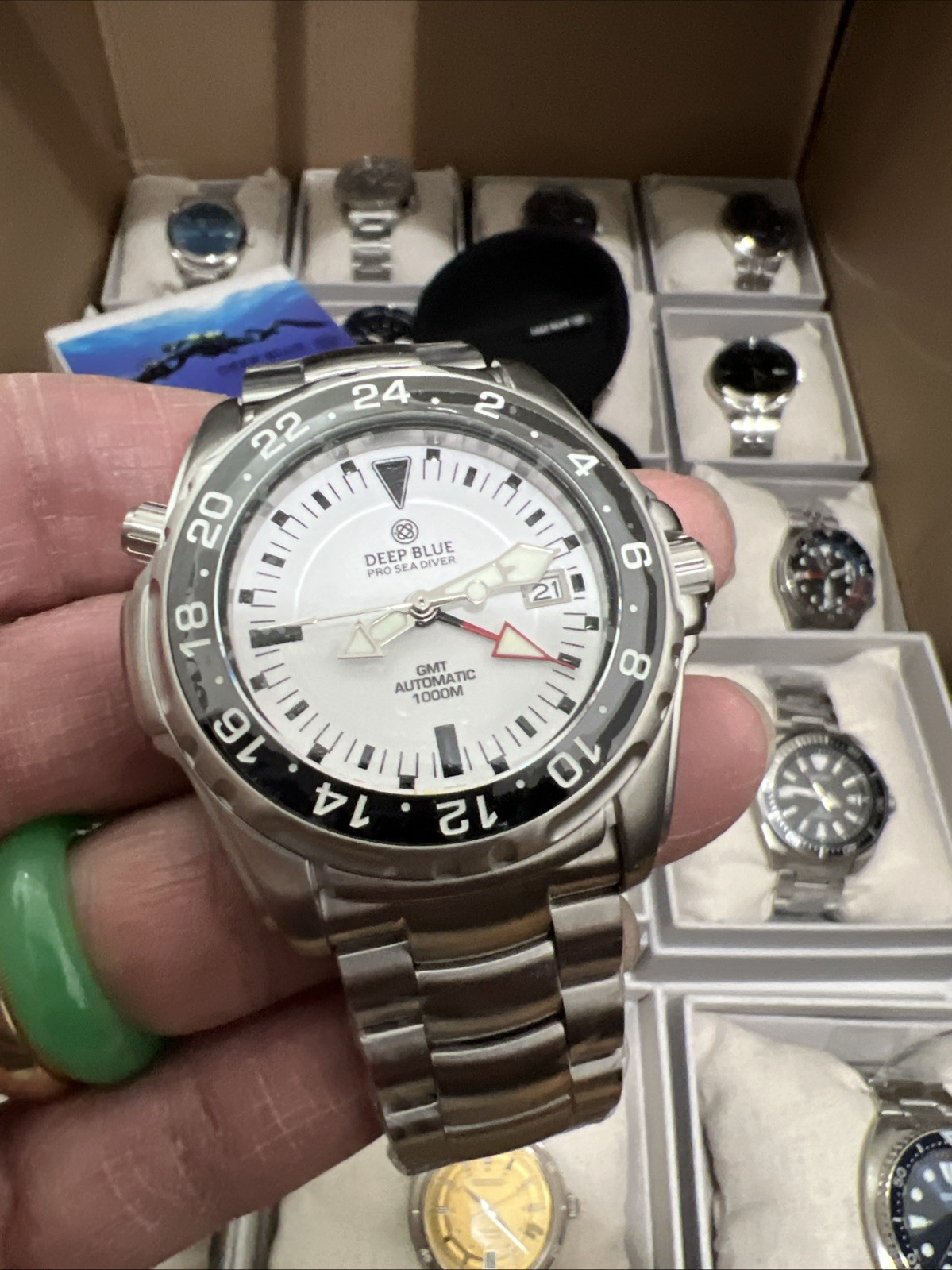 Authentic-PRO SEA DIVER 1000M😱EXPEDTION GMT AUTOMATIC CERAMIC BEZEL WHITE DIAL!