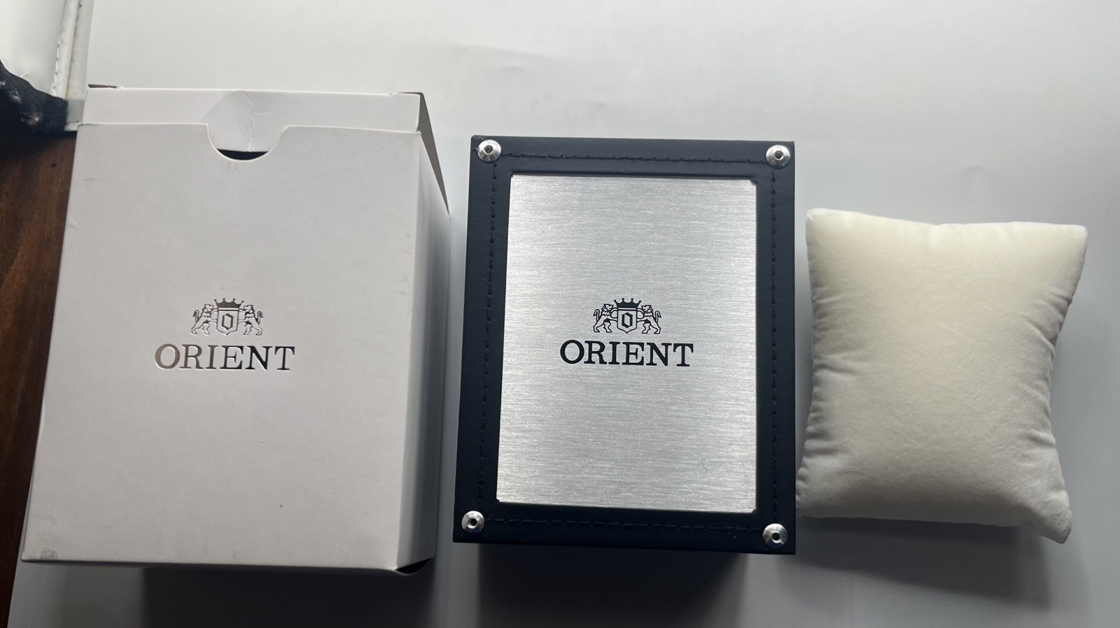 Orient Sun and Moon Version 2 Silver W/ Blue Leather Strap Men Automatic watch