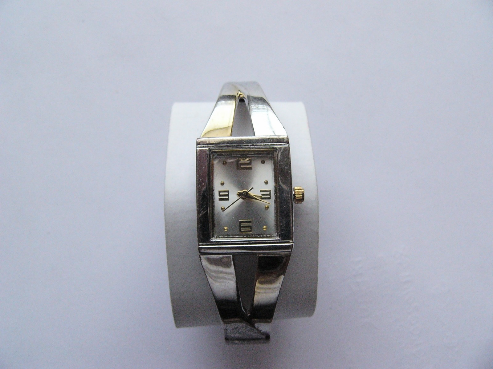 Merona Watch Silver Toned Cuff Band Rectangular Face Stylish