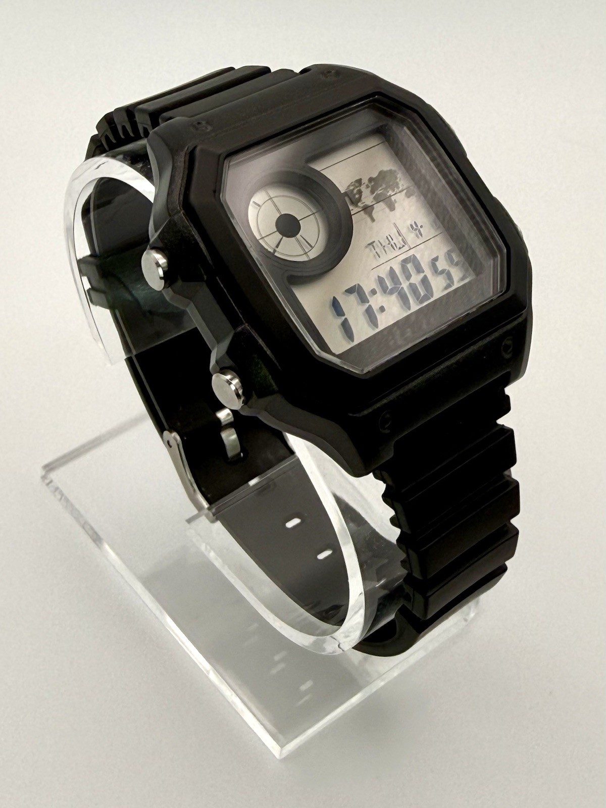 Casio AE-1200WH World Time Digital Watch Modded Dial Black/Dark Green